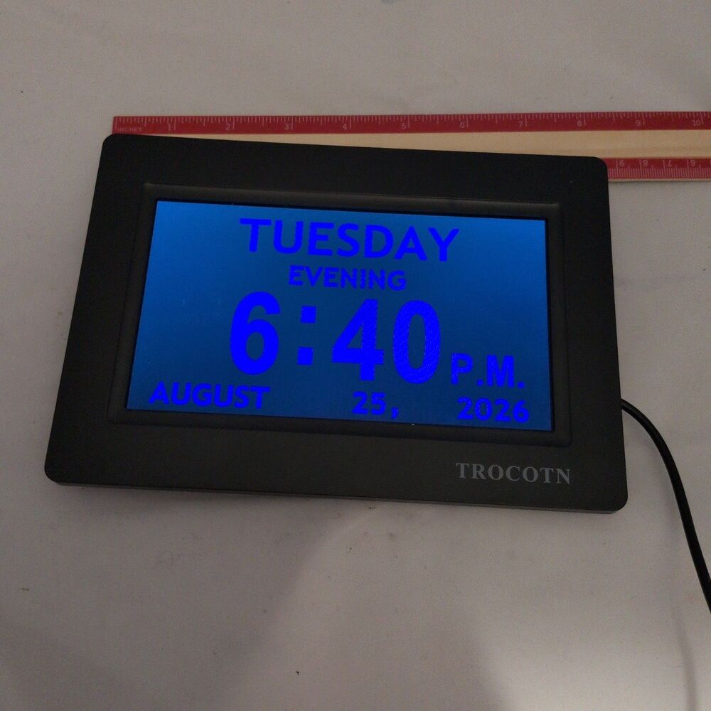 TROCOTN 8" Digital Calendar Day Clock - Great for Wall Mount (Read Description)